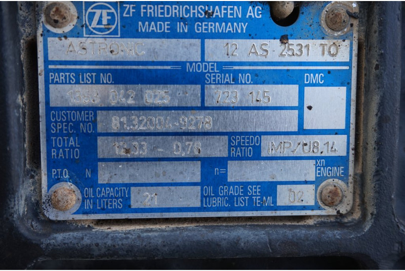 ZF 12AS2531TO + INT2 81.320004-6278 - Pavarų dėžė - Sunkvežimis: foto 5 ZF 12AS2531TO + INT2 81.320004-6278 - Pavarų dėžė - Sunkvežimis: foto 5