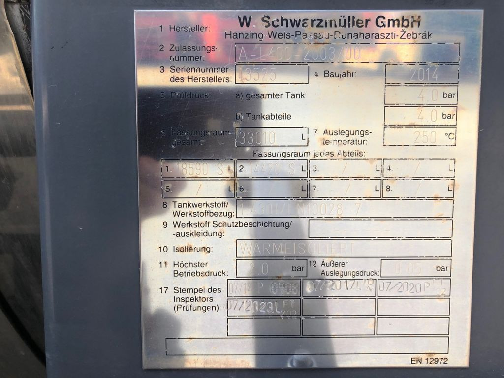 Puspriekabė cisterna Schwarzmüller C203 / C12,  2 Kammern,  Bitumen, 33'000L Schwarzmüller C203 / C12,  2 Kammern,  Bitumen, 33'000L: foto 9