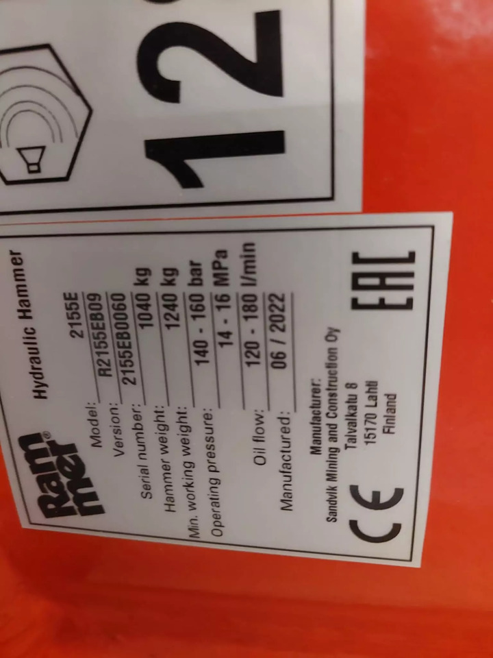 2022 Rammer 2155E - Hidraulinis kūjis: foto 3 2022 Rammer 2155E - Hidraulinis kūjis: foto 3