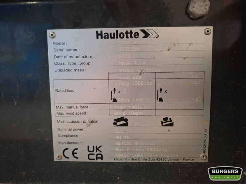 Haulotte Star 6 - Stiebinis keltuvas: foto 5 Haulotte Star 6 - Stiebinis keltuvas: foto 5