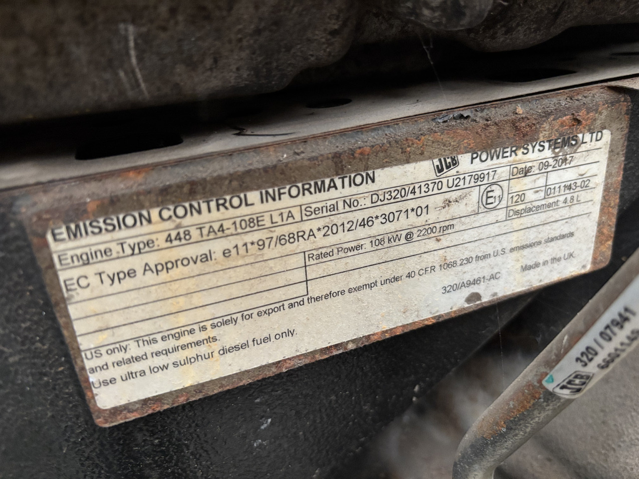 Variklis - Statybinė technika JCB Silnik 448 TA4 -108L1A DJ320/41370 2017 rok CZĘŚCI: foto 6 Variklis - Statybinė technika JCB Silnik 448 TA4 -108L1A DJ320/41370 2017 rok CZĘŚCI: foto 6