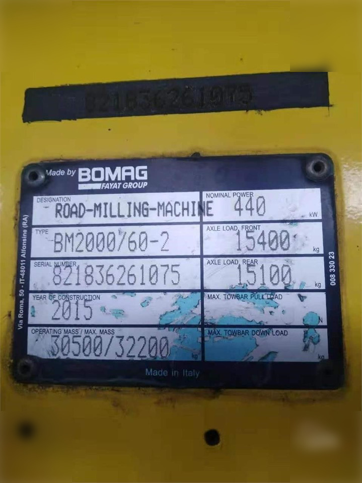 2015 BOMAG BM2000/60-2 - Asfalto freza: foto 5 2015 BOMAG BM2000/60-2 - Asfalto freza: foto 5