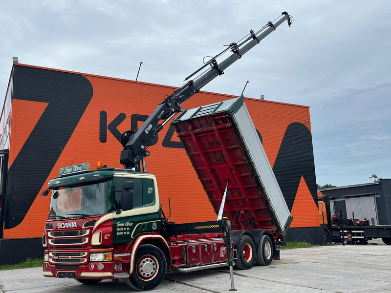 Scania P 410 6x2*4 HIAB 211EP-5 / BOX L=5386 mm - Savivartis sunkvežimis, Sunkvežimis su kranu: foto 1 Scania P 410 6x2*4 HIAB 211EP-5 / BOX L=5386 mm - Savivartis sunkvežimis, Sunkvežimis su kranu: foto 1