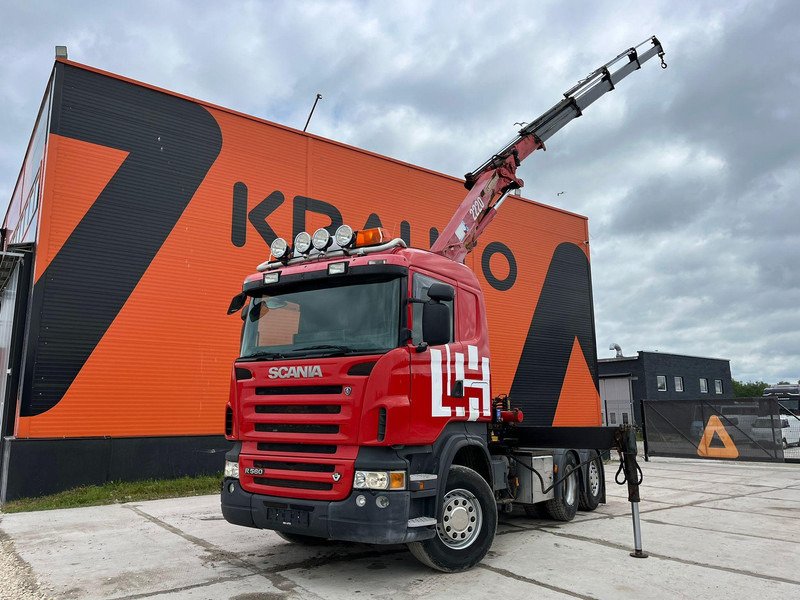 Scania R 560 6x2 HMF2220 K4 / RETARDER - Platforminis/ Bortinis sunkvežimis, Sunkvežimis su kranu: foto 1 Scania R 560 6x2 HMF2220 K4 / RETARDER - Platforminis/ Bortinis sunkvežimis, Sunkvežimis su kranu: foto 1