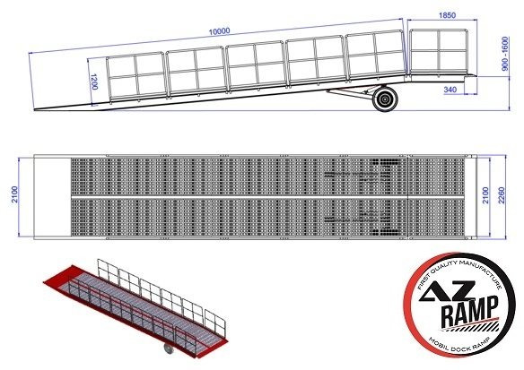 Nauja Krovos rampa AZ RAMP-EASY XL-10-RL . Mobil Loading Ramp  WIDE With Level Off, 10 t Capacity: foto 10