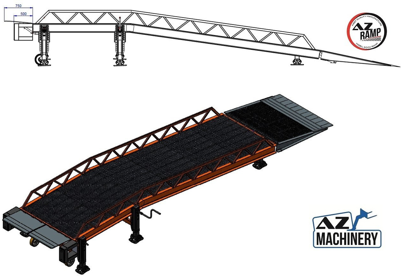 Nauja Krovos rampa Loading Ramp with with electric tilting bridge -  AZ RAMP - STAR- 15T-ZR-E. 15 ton capacity: foto 11