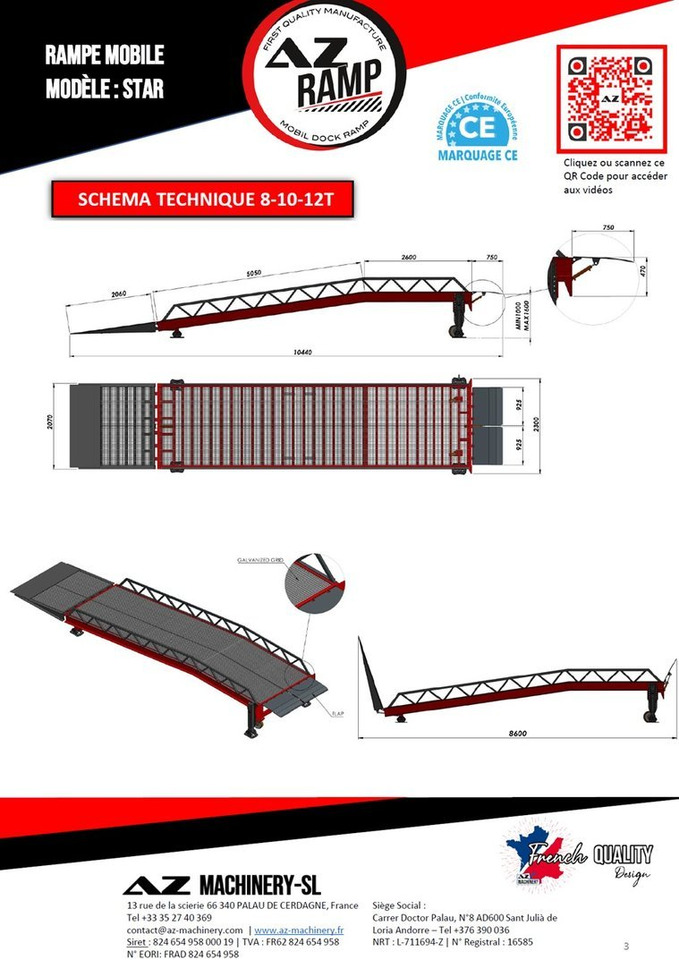 Nauja Krovos rampa **RENTAL** Loading Ramp with with hydraulic tilting bridge -  AZ RAMP - STAR- 8T. 8 ton capacity: foto 5
