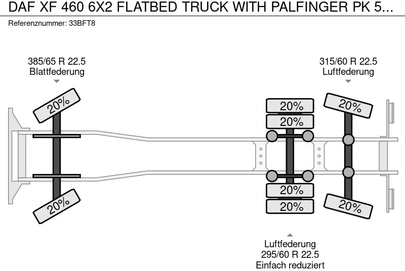 Sunkvežimis su kranu DAF XF 460 6X2 FLATBED TRUCK WITH PALFINGER PK 50002 CRANE: foto 10