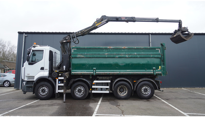 Renault PREMIUM 380 DXI 8X2/6 2 SIDE TIPPER WITH PLFINGER Q 170 Z CRANE.278.200KM - Sunkvežimis su kranu: foto 1 Renault PREMIUM 380 DXI 8X2/6 2 SIDE TIPPER WITH PLFINGER Q 170 Z CRANE.278.200KM - Sunkvežimis su kranu: foto 1