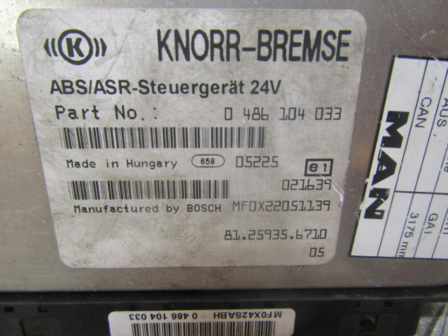 MAN M2000 18.224 ABS/ASR ECU P/NO 81.25935.6710 - Valdymo blokas - Sunkvežimis: foto 2 MAN M2000 18.224 ABS/ASR ECU P/NO 81.25935.6710 - Valdymo blokas - Sunkvežimis: foto 2