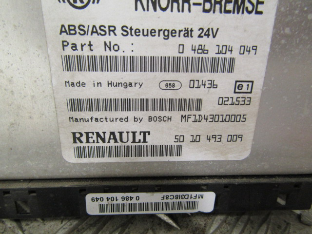 RENAULT MIDLUM DXI ABS / ASR ECU P/NO 50-10 493009 & 486104049 - Valdymo blokas - Sunkvežimis: foto 1 RENAULT MIDLUM DXI ABS / ASR ECU P/NO 50-10 493009 & 486104049 - Valdymo blokas - Sunkvežimis: foto 1