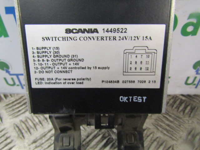 SCANIA P94 VOLTAGE CONVERTER P/NO 1449522 - Valdymo blokas - Sunkvežimis: foto 2 SCANIA P94 VOLTAGE CONVERTER P/NO 1449522 - Valdymo blokas - Sunkvežimis: foto 2