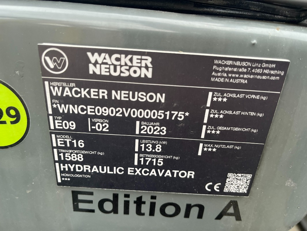 Nauja Mini ekskavatorius Wacker ET 16: foto 6