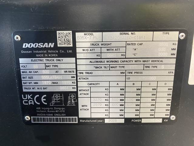 Doosan B35X-7 PLUS - Elektrinis krautuvas: foto 5 Doosan B35X-7 PLUS - Elektrinis krautuvas: foto 5