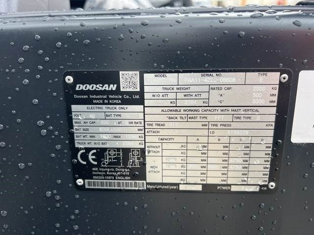 Doosan B20T-7 PLUS - Elektrinis krautuvas: foto 5 Doosan B20T-7 PLUS - Elektrinis krautuvas: foto 5