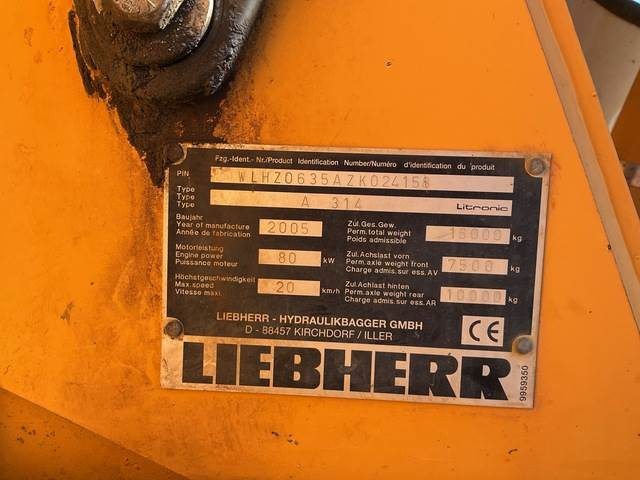Ratinis ekskavatorius Liebherr A314: foto 6