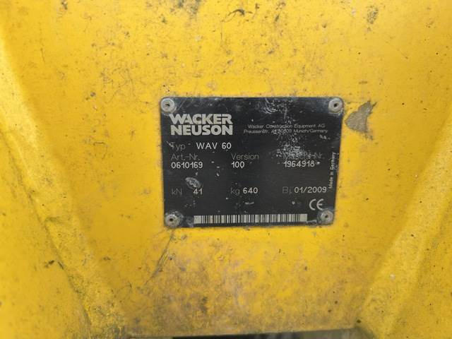 Wacker Neuson WAV60 - Tankinimo plokštė, Padargas: foto 5 Wacker Neuson WAV60 - Tankinimo plokštė, Padargas: foto 5