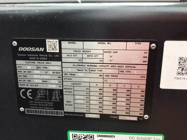 Doosan B30X-7 PLUS - Elektrinis krautuvas: foto 5 Doosan B30X-7 PLUS - Elektrinis krautuvas: foto 5