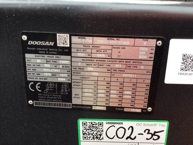 Doosan B35X-7 PLUS - Elektrinis krautuvas: foto 5 Doosan B35X-7 PLUS - Elektrinis krautuvas: foto 5