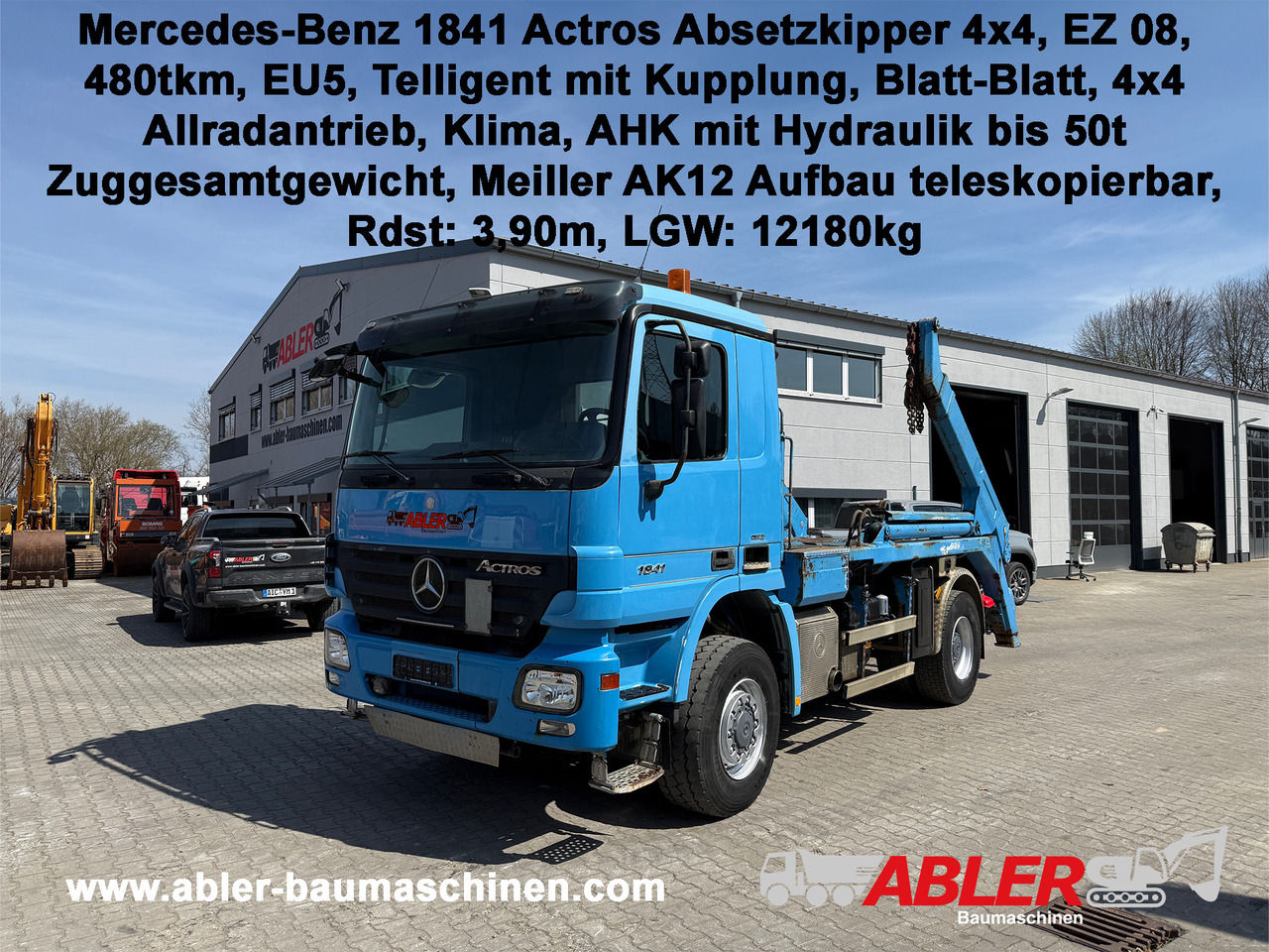 Mercedes-Benz 1841 Actros MP2 Absetzkipper 4x4 Allrad Klima - Nuožulnaus pakėlimo ant platformos sunkvežimis: foto 1 Mercedes-Benz 1841 Actros MP2 Absetzkipper 4x4 Allrad Klima - Nuožulnaus pakėlimo ant platformos sunkvežimis: foto 1