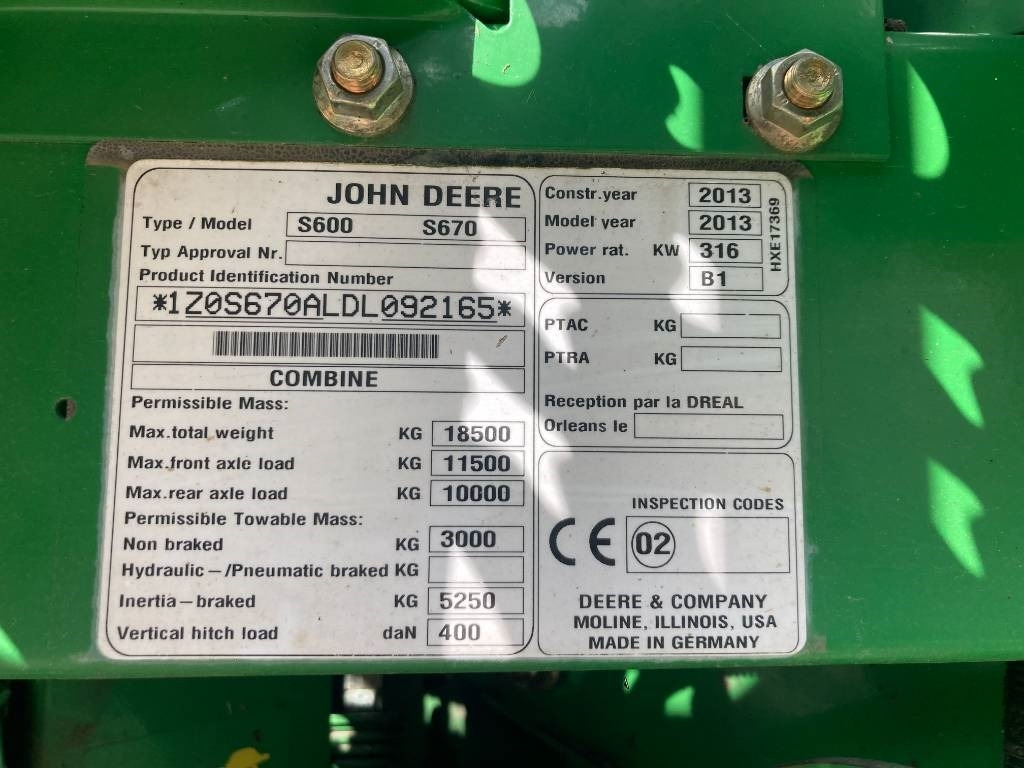 Derliaus nuėmimo kombainas John Deere S 670 i: foto 14