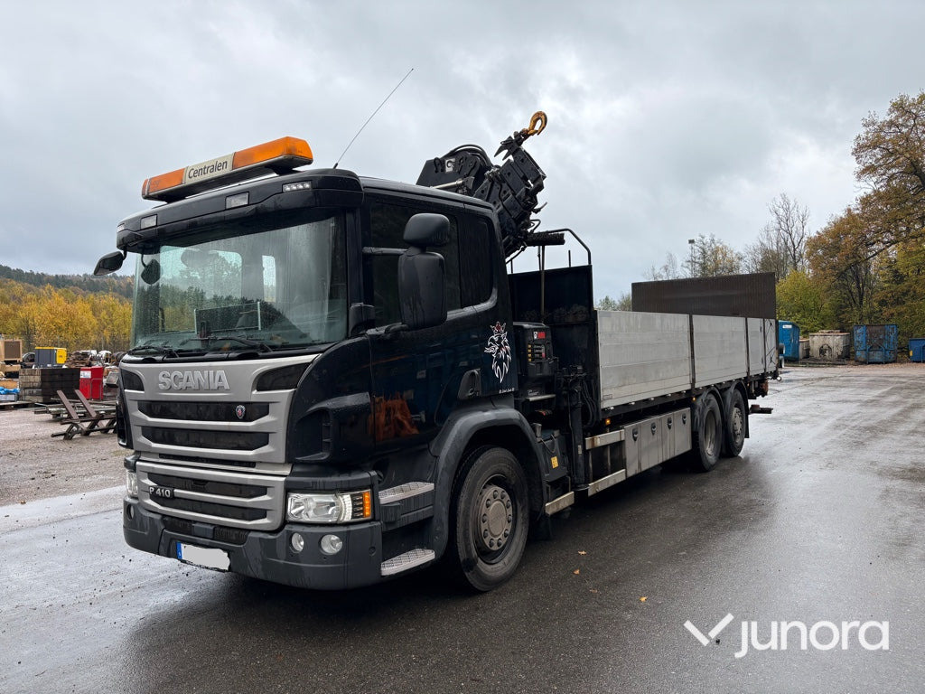 Kranbil - Scania P410, HiAB-kran - Platforminis/ Bortinis sunkvežimis, Sunkvežimis su kranu: foto 1 Kranbil - Scania P410, HiAB-kran - Platforminis/ Bortinis sunkvežimis, Sunkvežimis su kranu: foto 1