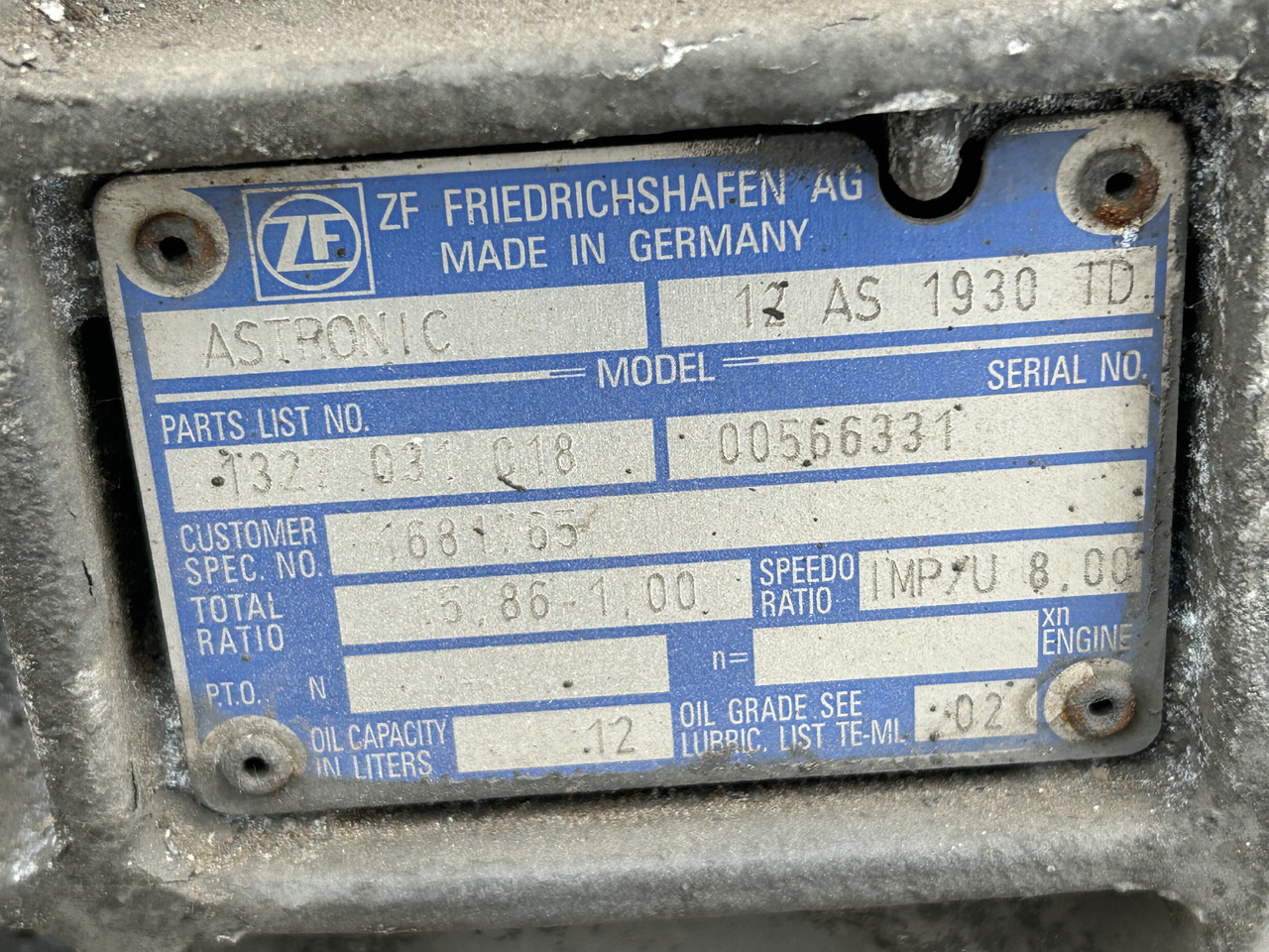 DAF DAF CF85 12AS1930 TD 1681765 DAF CF 85 truck - Pavarų dėžė - Sunkvežimis: foto 5 DAF DAF CF85 12AS1930 TD 1681765 DAF CF 85 truck - Pavarų dėžė - Sunkvežimis: foto 5