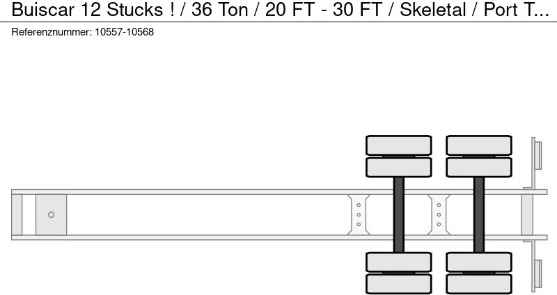Konteineris-vežimus/ Sukeisti kūną puspriekabė Buiscar 12 Stucks ! / 36 Ton / 20 FT - 30 FT / Skeletal / Port Trailer: foto 10 Konteineris-vežimus/ Sukeisti kūną puspriekabė Buiscar 12 Stucks ! / 36 Ton / 20 FT - 30 FT / Skeletal / Port Trailer: foto 10