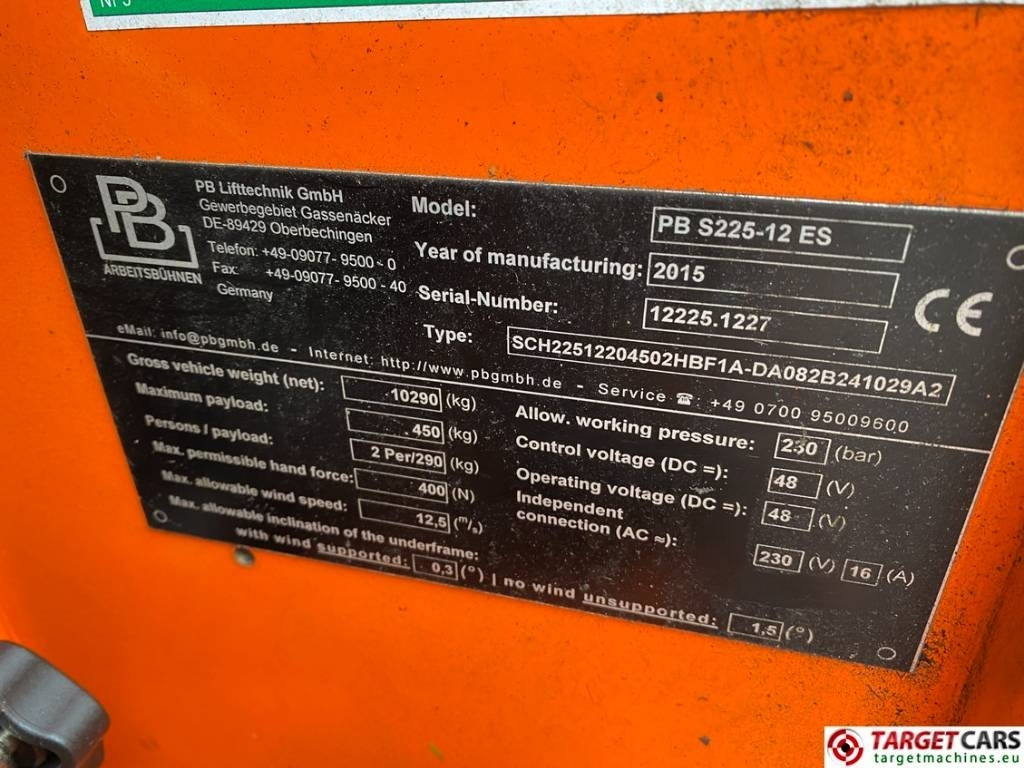 Žirklinis keltuvas PB Lifttechnik S225-12ES Electric Scissor Work Lift 2250cm: foto 10