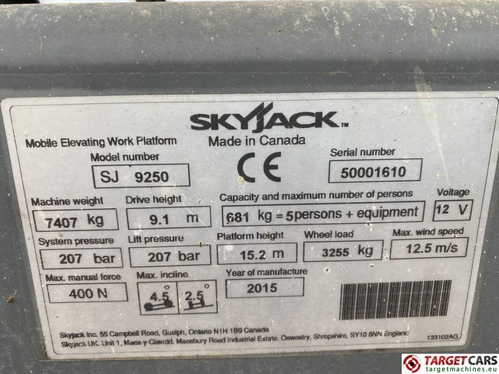 Žirklinis keltuvas SkyJack SJ9250 RT Diesel 4x4 Scissor Work Lift 1720cm: foto 10 Žirklinis keltuvas SkyJack SJ9250 RT Diesel 4x4 Scissor Work Lift 1720cm: foto 10