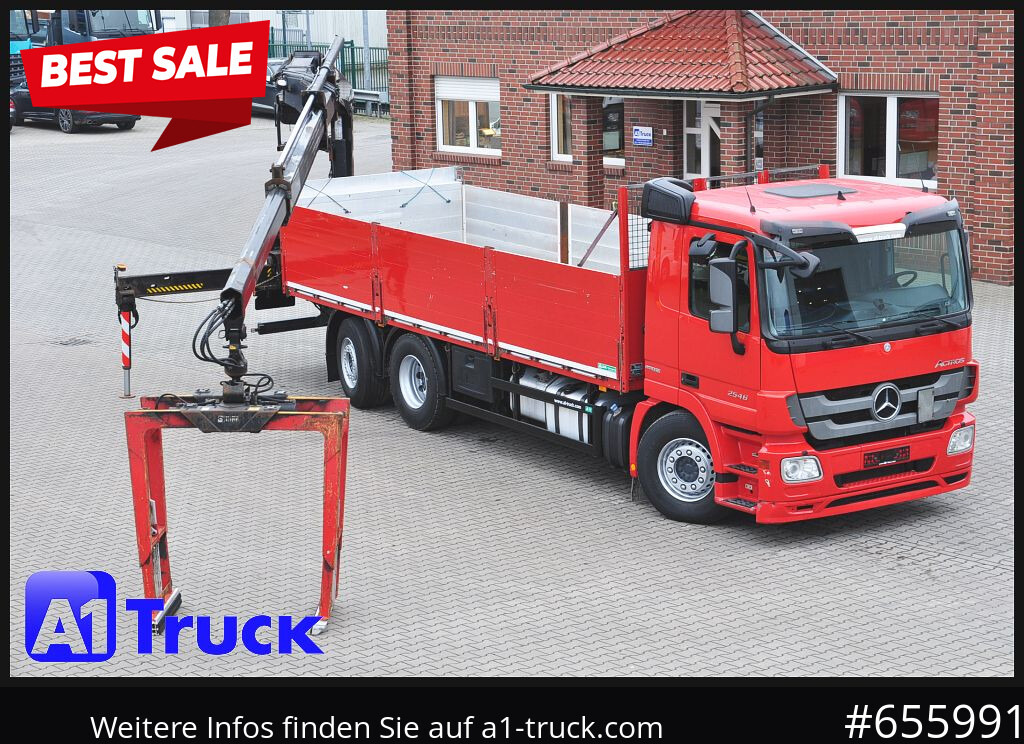 MERCEDES-BENZ Actros 2546 MP 3, HIAB Kran, Lift-Lenkachse, - Platforminis/ Bortinis sunkvežimis, Sunkvežimis su kranu: foto 1 MERCEDES-BENZ Actros 2546 MP 3, HIAB Kran, Lift-Lenkachse, - Platforminis/ Bortinis sunkvežimis, Sunkvežimis su kranu: foto 1