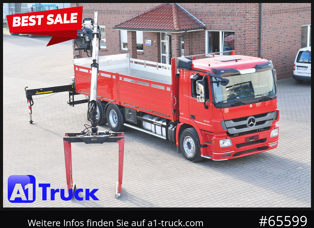 MERCEDES-BENZ Actros 2546 MP 3, HIAB Kran, Lift-Lenkachse, - Platforminis/ Bortinis sunkvežimis, Sunkvežimis su kranu: foto 1 MERCEDES-BENZ Actros 2546 MP 3, HIAB Kran, Lift-Lenkachse, - Platforminis/ Bortinis sunkvežimis, Sunkvežimis su kranu: foto 1