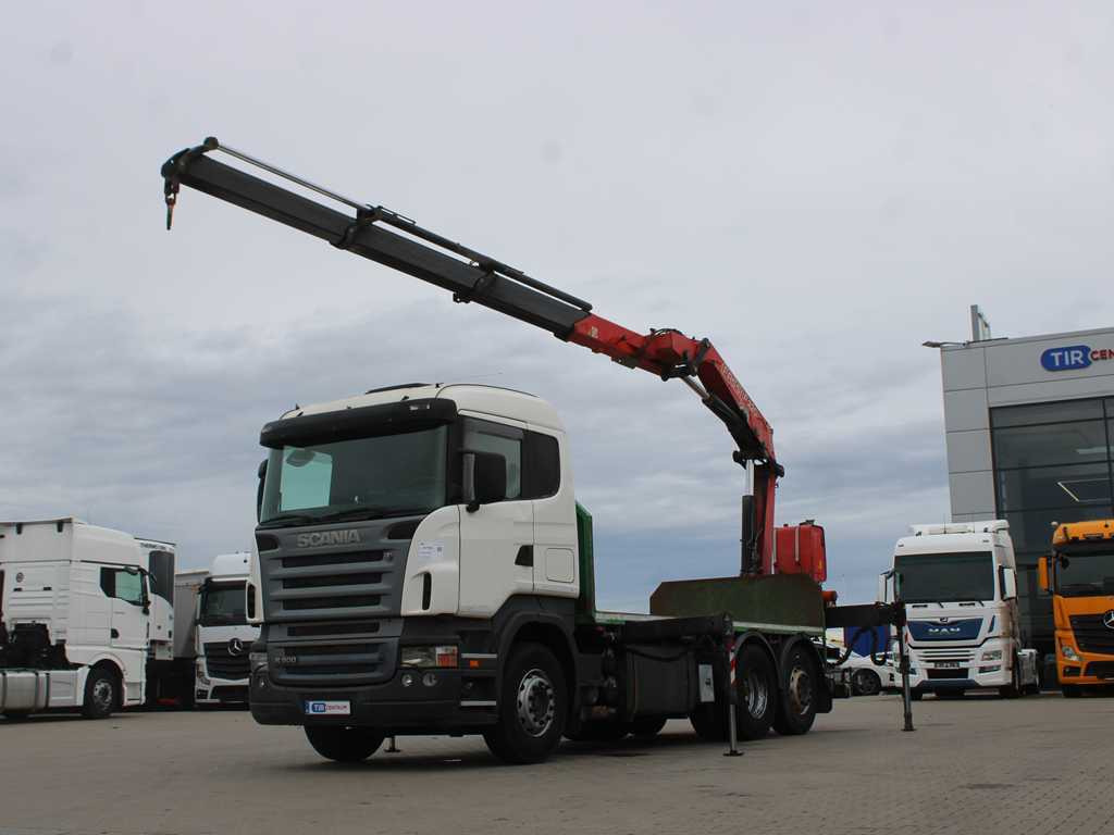 Scania R 500, 6X2, EURO 4, OPTICRUISE, HYDRAULIC ARM FASSI F220A.23 - Platforminis/ Bortinis sunkvežimis, Sunkvežimis su kranu: foto 1 Scania R 500, 6X2, EURO 4, OPTICRUISE, HYDRAULIC ARM FASSI F220A.23 - Platforminis/ Bortinis sunkvežimis, Sunkvežimis su kranu: foto 1