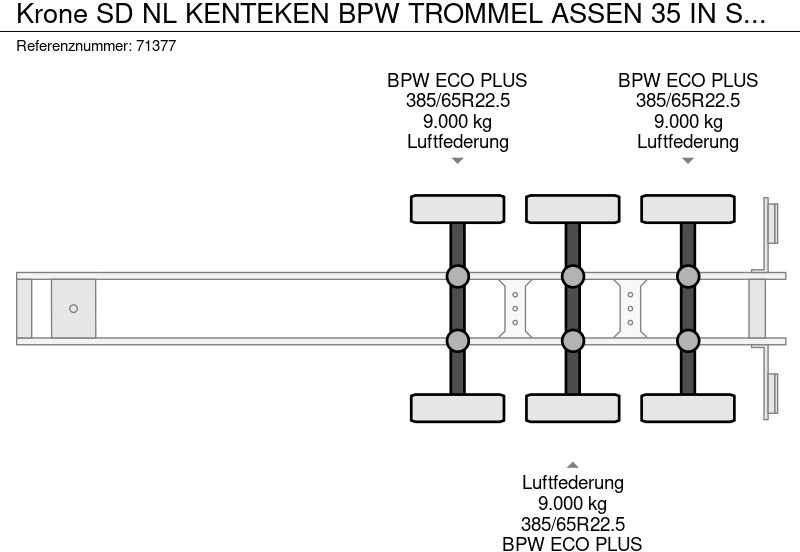 Tentinė puspriekabė Krone SD NL KENTEKEN BPW TROMMEL ASSEN 35 IN STOCK: foto 18 Tentinė puspriekabė Krone SD NL KENTEKEN BPW TROMMEL ASSEN 35 IN STOCK: foto 18