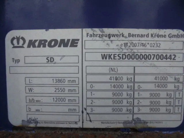 Tentinė puspriekabė Krone SD NL KENTEKEN BPW TROMMEL ASSEN 35 IN STOCK: foto 17 Tentinė puspriekabė Krone SD NL KENTEKEN BPW TROMMEL ASSEN 35 IN STOCK: foto 17