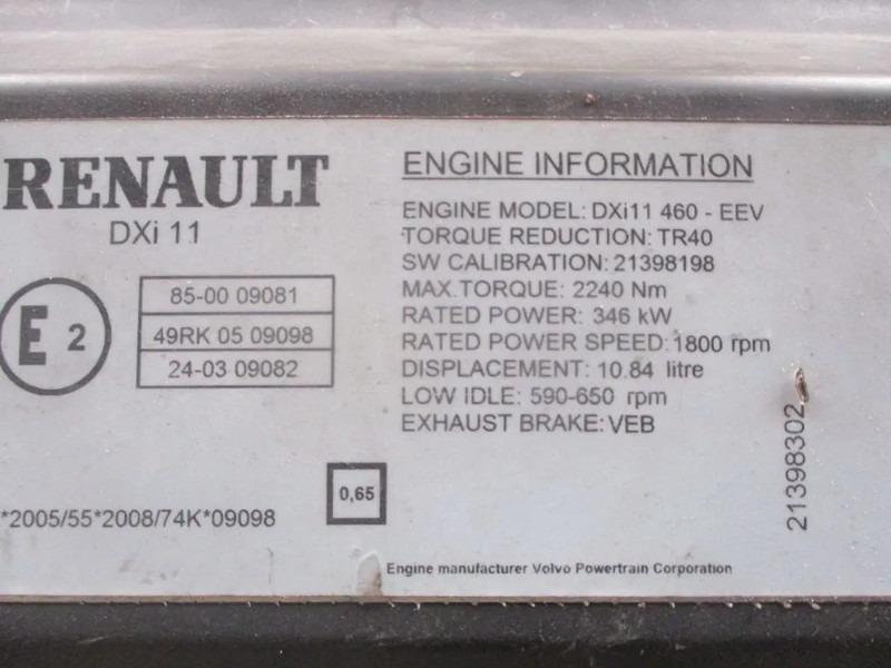 Renault 7422222224//7485003783//7485001977//21398198 PREMUIM DXI 460 EEV - Variklis - Sunkvežimis: foto 5 Renault 7422222224//7485003783//7485001977//21398198 PREMUIM DXI 460 EEV - Variklis - Sunkvežimis: foto 5