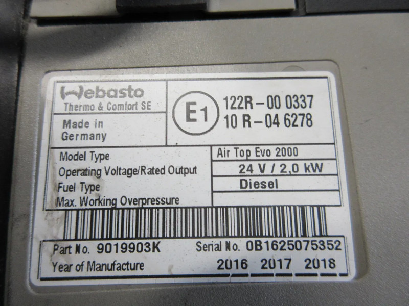 Volvo 9019903 23440197 //STANDKACHEL WEBASTO AIR TOP EVO 2000 EURO 6 FH - Elektros sistema - Sunkvežimis: foto 5 Volvo 9019903 23440197 //STANDKACHEL WEBASTO AIR TOP EVO 2000 EURO 6 FH - Elektros sistema - Sunkvežimis: foto 5