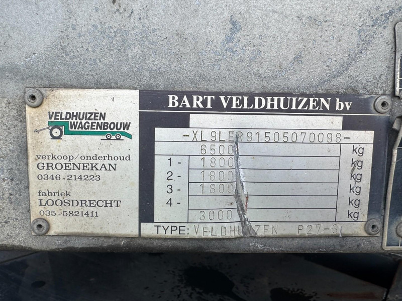 Puspriekabė VELDHUIZEN P 27-3, BE Oplegger Semi , 6,5 Ton: foto 7
