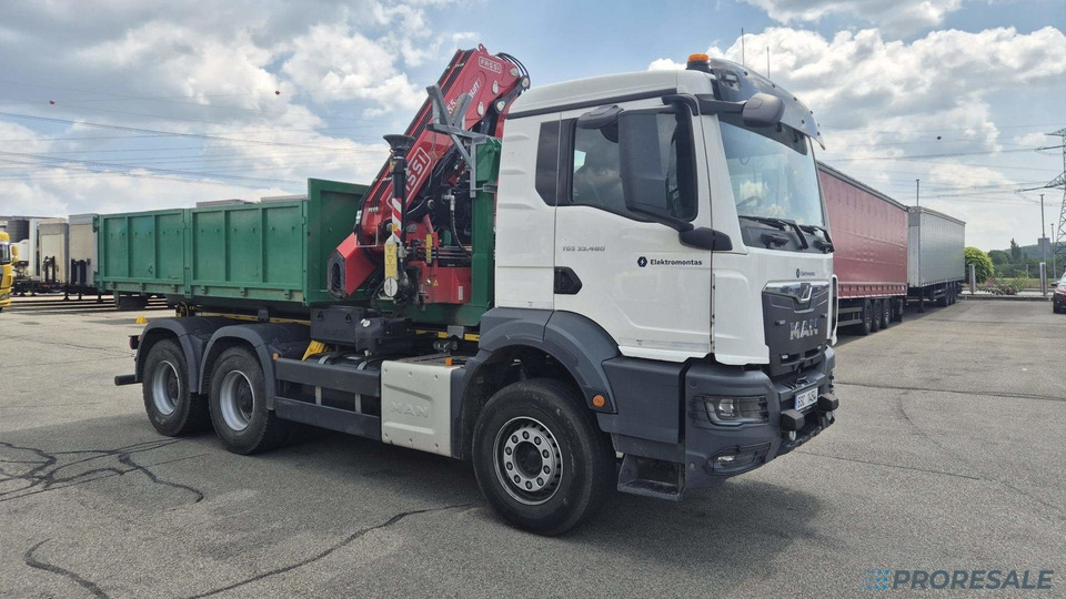 MAN TGS 480 6x4 EURO 6 / EVERLIFT kontejner + hydraulická ruka FASSI F255A.2.26 - Platforminis/ Bortinis sunkvežimis, Sunkvežimis su kranu: foto 1 MAN TGS 480 6x4 EURO 6 / EVERLIFT kontejner + hydraulická ruka FASSI F255A.2.26 - Platforminis/ Bortinis sunkvežimis, Sunkvežimis su kranu: foto 1