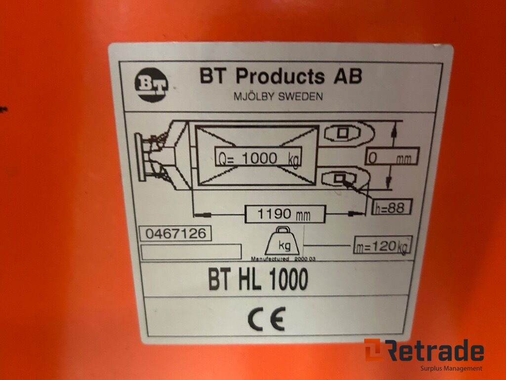 Jekke tralle fra BT HL 1000 - Padėklų krautuvas: foto 4 Jekke tralle fra BT HL 1000 - Padėklų krautuvas: foto 4