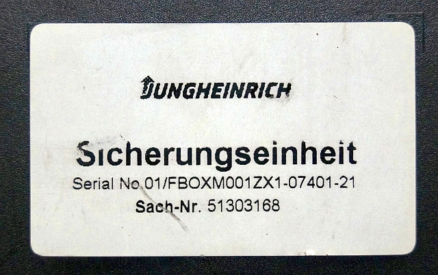 Jungheinrich 51303168 | Zekeringkast Fusebox sn. 01/FBOXM001ZX1-07404-21 - Saugiklis - Krovimo technika: foto 3 Jungheinrich 51303168 | Zekeringkast Fusebox sn. 01/FBOXM001ZX1-07404-21 - Saugiklis - Krovimo technika: foto 3