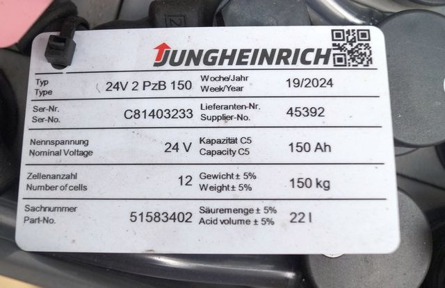 Jungheinrich unknown | Battery 24 2PZB150 year 2024 weight 150 kg sn. C81403233 - Akumuliatorius - Krovimo technika: foto 4 Jungheinrich unknown | Battery 24 2PZB150 year 2024 weight 150 kg sn. C81403233 - Akumuliatorius - Krovimo technika: foto 4