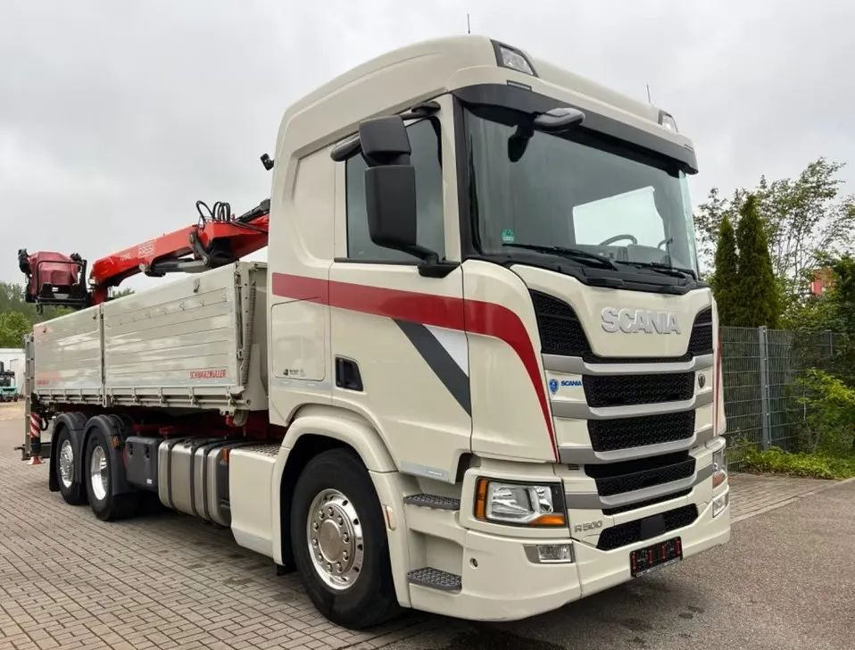 Scania R500 Baustoff / 2-stronna wywrotka Schwarzmüller /HDS Fassi F215 / Euro 6 / Napęd na tylną oś - Savivartis sunkvežimis, Sunkvežimis su kranu: foto 1 Scania R500 Baustoff / 2-stronna wywrotka Schwarzmüller /HDS Fassi F215 / Euro 6 / Napęd na tylną oś - Savivartis sunkvežimis, Sunkvežimis su kranu: foto 1