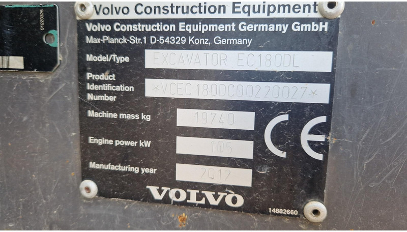 Volvo EC180DL - Vikšrinis ekskavatorius: foto 5 Volvo EC180DL - Vikšrinis ekskavatorius: foto 5