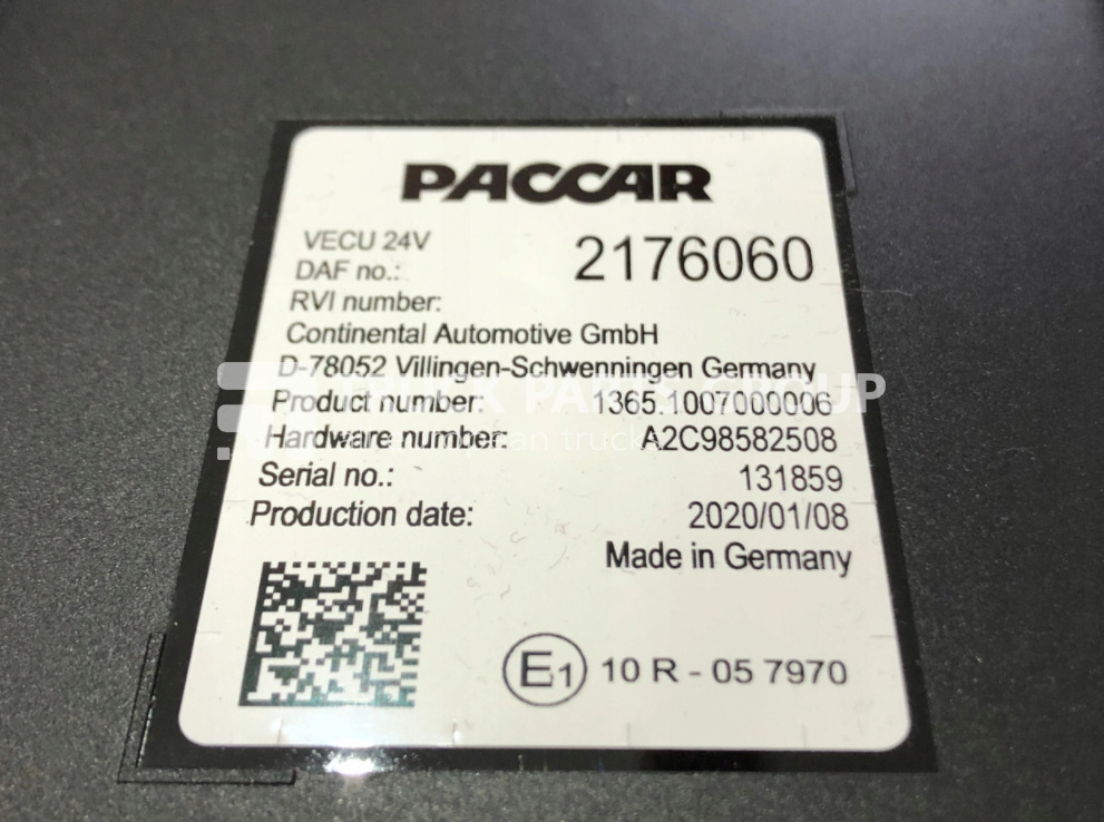DAF XF, CF, 106, EURO6, EURO 6 emission VECU control unit, ECU, EDC, 2176060, 2034161, A2C98582508, 131859 by Paccar (Copy) - Valdymo blokas - Sunkvežimis: foto 1 DAF XF, CF, 106, EURO6, EURO 6 emission VECU control unit, ECU, EDC, 2176060, 2034161, A2C98582508, 131859 by Paccar (Copy) - Valdymo blokas - Sunkvežimis: foto 1