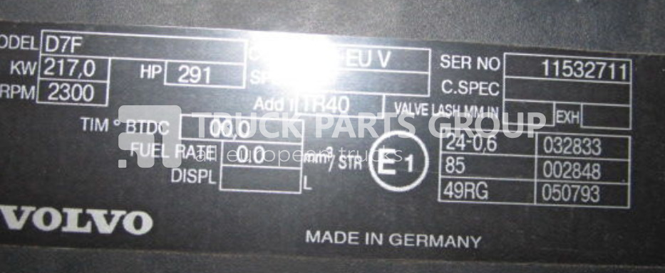 VOLVO FL7, FM, RENAULT MIDLUM DXI engine DXI7, D7E, D7F, 290 HP, 240 H engine - Variklis - Sunkvežimis: foto 2 VOLVO FL7, FM, RENAULT MIDLUM DXI engine DXI7, D7E, D7F, 290 HP, 240 H engine - Variklis - Sunkvežimis: foto 2