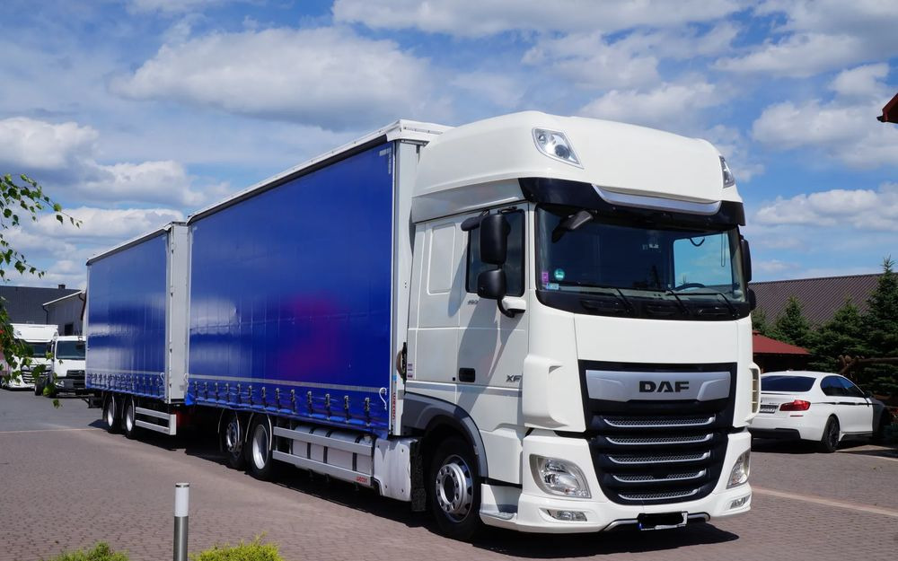 DAF XF 480 EURO 6 ZESTAW TANDEM PRZEJAZDOWY 120 M3 7,7 M + 7,7 M WECON - Tentinis sunkvežimis: foto 1 DAF XF 480 EURO 6 ZESTAW TANDEM PRZEJAZDOWY 120 M3 7,7 M + 7,7 M WECON - Tentinis sunkvežimis: foto 1