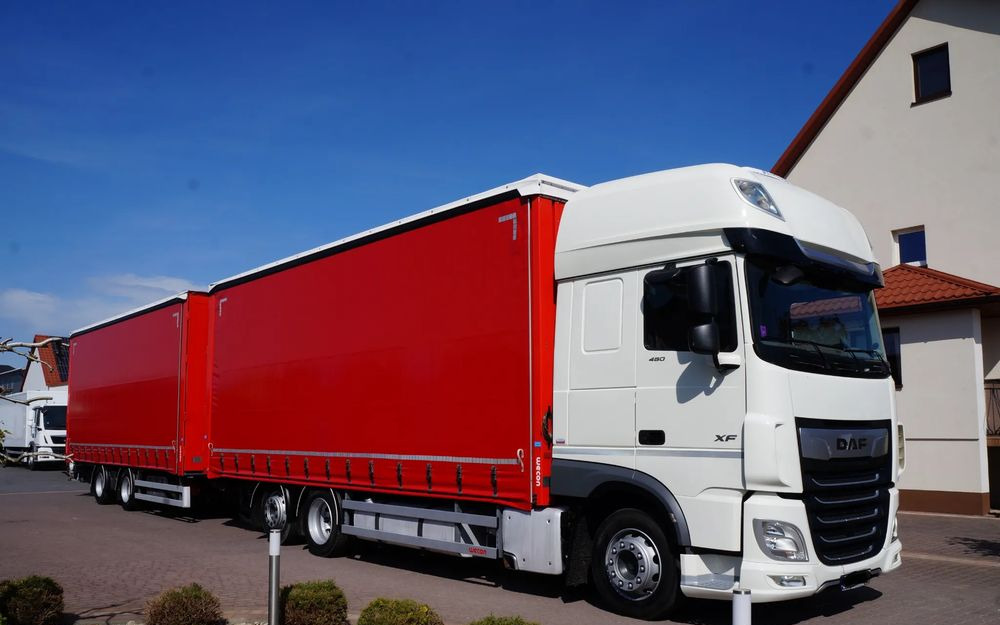 DAF XF 480 EURO 6 ZESTAW TANDEM PRZEJAZDOWY 120 M3 7,8 M + 7,8 M WECON - Tentinis sunkvežimis: foto 1 DAF XF 480 EURO 6 ZESTAW TANDEM PRZEJAZDOWY 120 M3 7,8 M + 7,8 M WECON - Tentinis sunkvežimis: foto 1