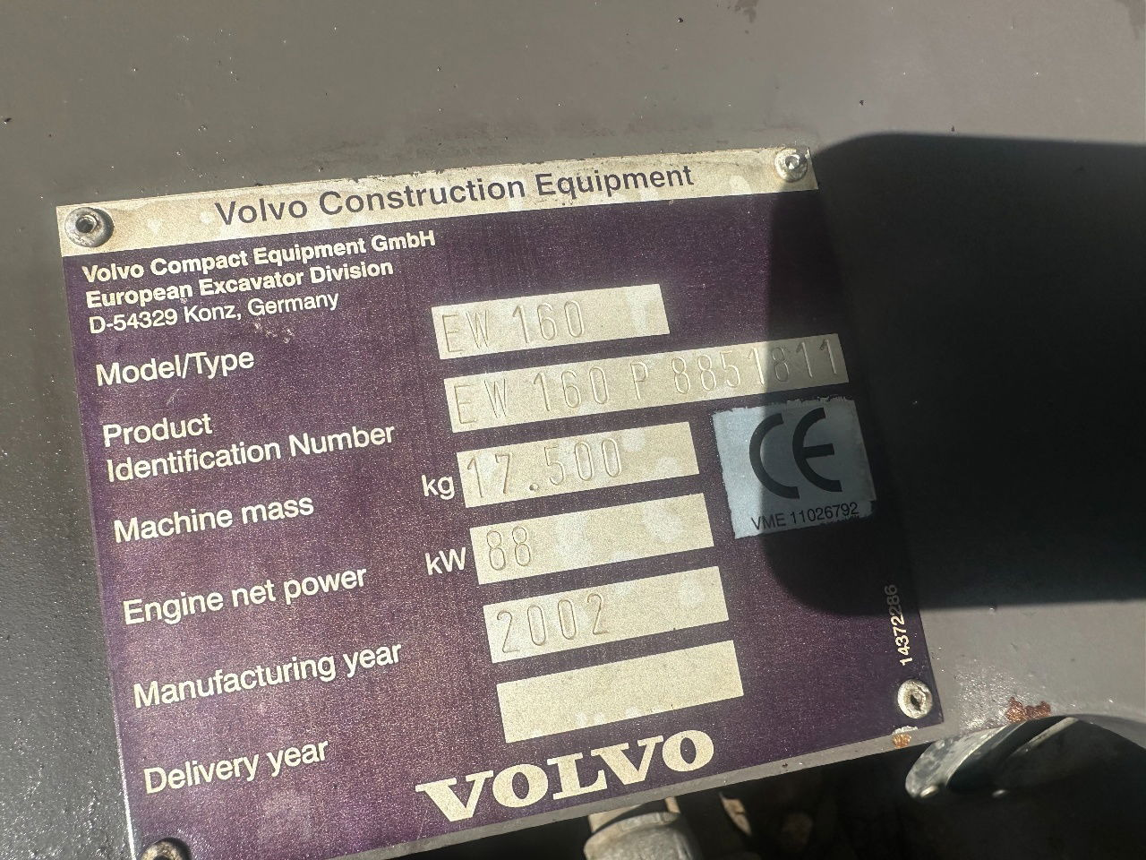 Ratinis ekskavatorius Volvo EW160: foto 14