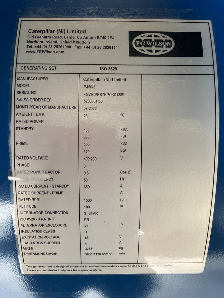FG Wilson P450-3 - 450 kVA Open Genset - DPX-16018-O - Elektrinis generatorius: foto 4 FG Wilson P450-3 - 450 kVA Open Genset - DPX-16018-O - Elektrinis generatorius: foto 4